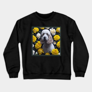 Standard poodle yellow roses 2 Crewneck Sweatshirt